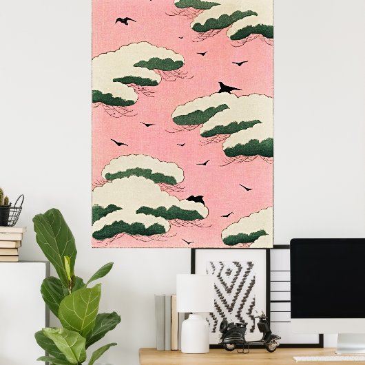  Roze Hemel - Japanse Retro Serenity Poster (Thuiskantoor)