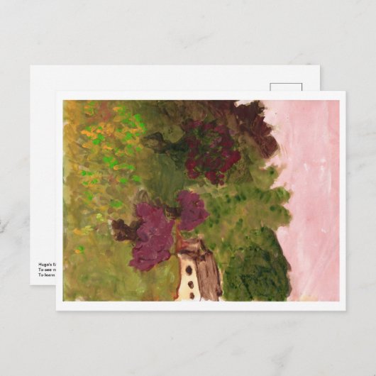 Roze hemel, landschap, huis, briefkaart (Voorkant / Achterkant)