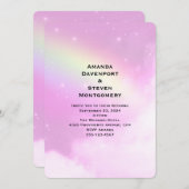 Roze Hemel met Citroen Gele Regenboog Bruiloft Kaart (Voorkant / Achterkant)
