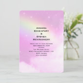 Roze Hemel met Citroen Gele Regenboog Bruiloft Kaart (Staand voorkant)