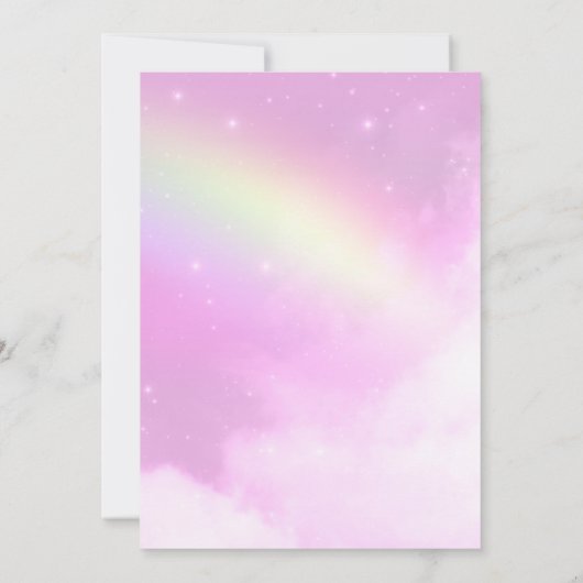 Roze Hemel met Citroengeel Regenboog Save the Date (Achterkant)