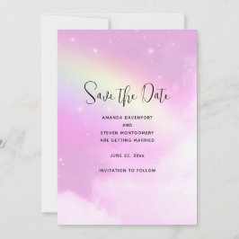 Roze Hemel met Citroengeel Regenboog Save the Date