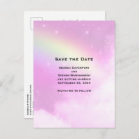 Roze Hemel met Citroengeel Regenboog Save the Date