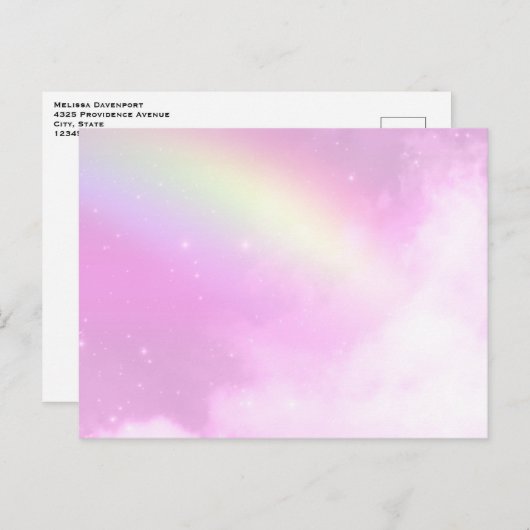 Roze Hemel met Citroengele Regenboog Briefkaart (Voorkant / Achterkant)