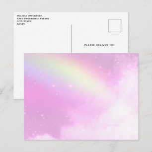 Roze Hemel met Citroengele Regenboog Briefkaart