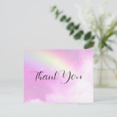 Roze Hemel met Citroengele Regenboog Dank U Briefkaart (Staand voorkant)