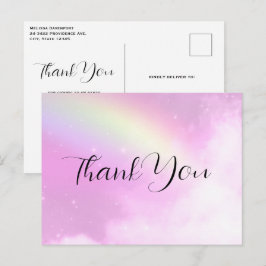Roze Hemel met Citroengele Regenboog Dank U Briefkaart