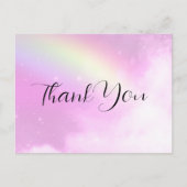 Roze Hemel met Citroengele Regenboog Dank U Briefkaart (Voorkant)