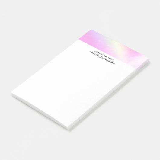 Roze Hemel met Citroengele Regenboog Post-it® Notes (Schuin)
