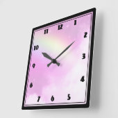 Roze Hemel met Citroengele Regenboog Vierkante Klok (Hoek)