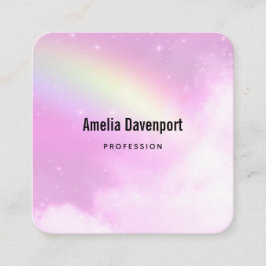 Roze Hemel met Citroengele Regenboog Vierkante Visitekaartje