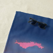 Roze hemelbruine strandzonsondergang strandlaken (In situ)