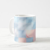 Roze, hemelsblauw, vierkant patroon, waterverf mok (Voorkant links)