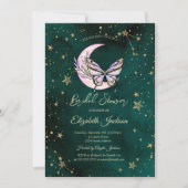 Roze Hemelse Maan, Vlindersterren Vrijgezellenfees Kaart (Voorkant)