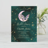 Roze Hemelse Maan, Vlindersterren Vrijgezellenfees Kaart (Staand voorkant)