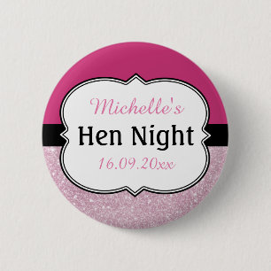 Roze Hen Nacht Gepersonaliseerd Ronde Button 5,7 Cm
