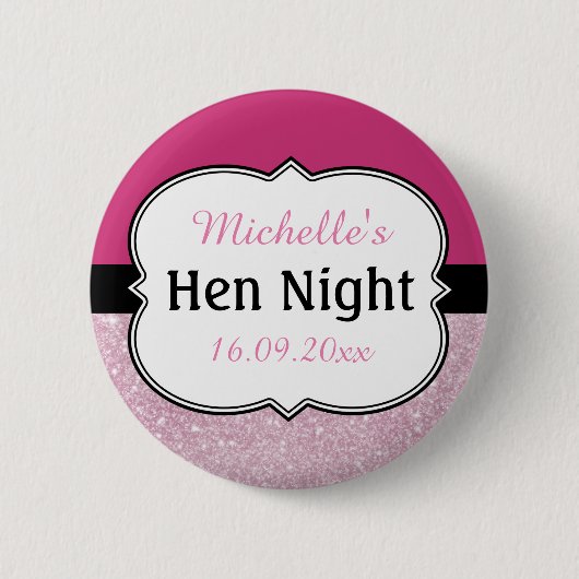 Roze Hen Nacht Gepersonaliseerd Ronde Button 5,7 Cm (Voorkant)