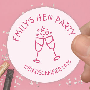 Roze Hen Party Bachelorette Toast Ronde Sticker