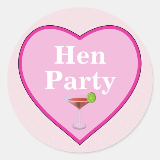 Roze Hen Party Ronde Sticker (Voorkant)