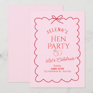 Roze Hen Party-uitnodigingskaart | Elegant Minimal Kaart