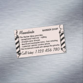 Roze hengelmoer die op de langwerpige barber blaas magnetisch visitekaartje (Voorbeeld)