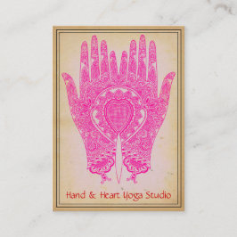 Roze Henna Hands Yoga Studio Visitekaartje