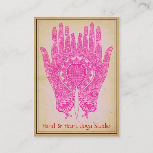 Roze Henna Hands Yoga Studio Visitekaartje (Voorkant)