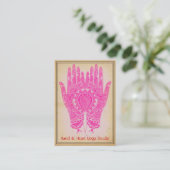 Roze Henna Hands Yoga Studio Visitekaartje (Staand voorkant)