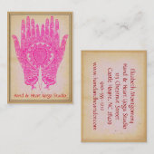 Roze Henna Hands Yoga Studio Visitekaartje (Voorkant / Achterkant)