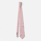 Roze heren stropdas met zwarte strepen (Achterkant)