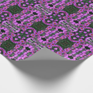 Roze Herfst Aster Bloemen gepersonaliseerd Cadeaupapier