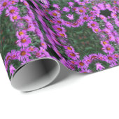 Roze Herfst Aster Bloemen gepersonaliseerd Cadeaupapier (Rol Hoek)