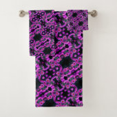 Roze herfst Aster Flowers Abstract Art Patroon Bad Handdoek (Insitu)