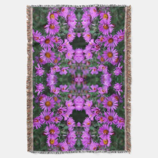 Roze Herfst Aster Flowers Abstract Deken (Voorkant Verticaal)
