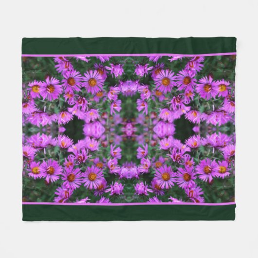 Roze Herfst Aster Flowers Abstract Fleece Deken (Voorkant (Horizontaal))