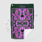Roze Herfst Aster Flowers Abstract gepersonaliseer Golfhanddoek (Insitu)