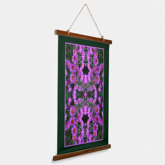 Roze Herfst Aster Flowers Orton Abstract Hangend Wandkleed (Gebogen)