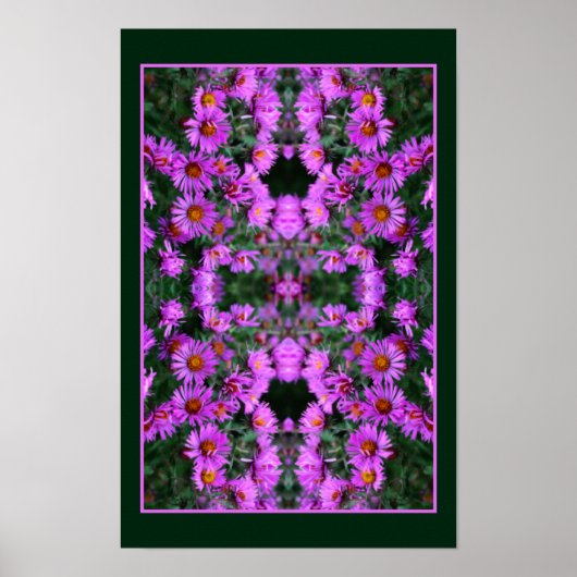 Roze Herfst Aster Flowers Orton Abstract Poster (Voorkant)