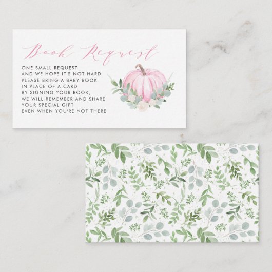 Roze Herfst Baby shower Book Request Kaart (Voorkant / Achterkant)