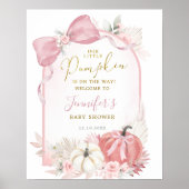 Roze Herfst Bloemen Coquette Pompoen Welkom Teken Poster (Voorkant)