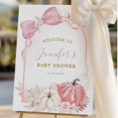 Roze Herfst Bloemen Coquette Pompoen Welkom Teken Poster