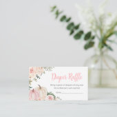 Roze Herfst Bloemen Pompoen Luier Raffle Informatiekaartje (Staand voorkant)