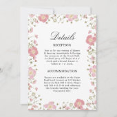 Roze Herfst Bloemen Trouwdetails Behuizing Kaart (Voorkant)
