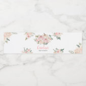 Roze Herfst Bloemenpompoen Waterfles Etiket (Enkel label)