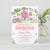 Roze Herfst Boerderij Pompoen Baby shower Kaart (Staand voorkant)