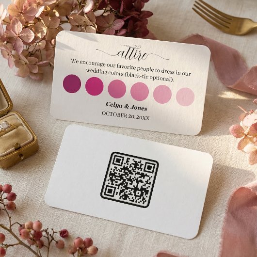 ROZE Herfst Bruiloft Kleding Kledingscode Palet Informatiekaartje