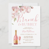 Roze herfst brunch en bubbels bruiloft feest kaart (Voorkant)