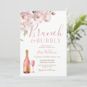 Roze herfst brunch en bubbels bruiloft feest kaart (Staand voorkant)