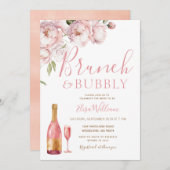 Roze herfst brunch en bubbels bruiloft feest kaart (Voorkant / Achterkant)