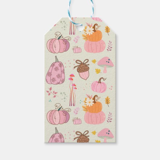 Roze Herfst Cadeaulabel (Voorkant)